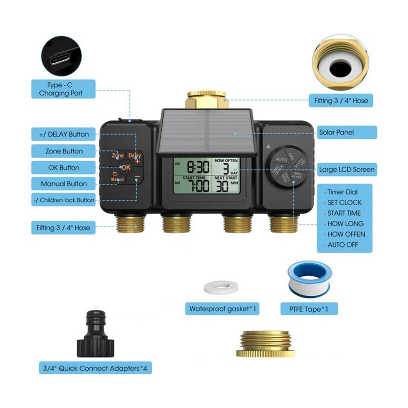 PHFU-Солнечный таймер для поли – обзор и цена Smart Garden Tap Timer